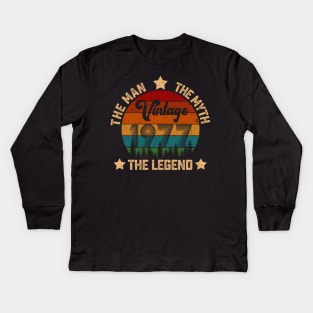 Father's Day Shirt Vintage 1977 The Men Myth Legend 43rd Birthday Gift Kids Long Sleeve T-Shirt